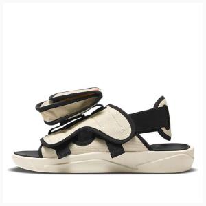 Beige / Black Men's Nike LS Sandals Air Jordan | JD-094NI