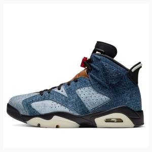 Black / Blue Men's Nike Retro Washed Denim Basketball Shoes Air Jordan 6 | JD-287GM