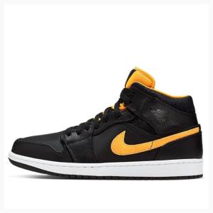 Black / Gold Men's Nike Mid SE Basketball Shoes Air Jordan 1 | JD-150DU