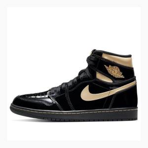 Black / Gold Men's Nike Retro High OG Metallic Basketball Shoes Air Jordan 1 | JD-782WP