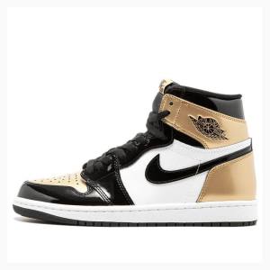 Black / Gold Men's Nike Retro High OG NRG Basketball Shoes Air Jordan 1 | JD-971YC