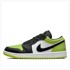 Black / Green Women's Nike Low Snakeskin Vivid Sneakers Air Jordan 1 | JD-804ND