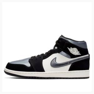 Black / Grey Men's Nike Mid SE Smoke Basketball Shoes Air Jordan 1 | JD-528RW