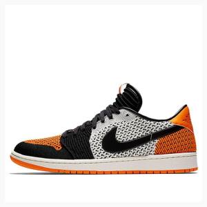 Black / Grey / Orange Men's Nike Retro Low Flyknit Shattered Backboard Sneakers Air Jordan 1 | JD-806QF