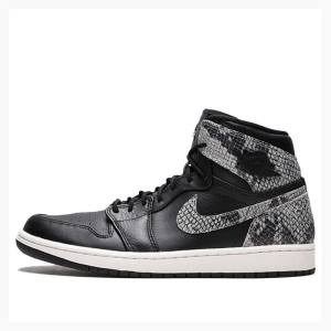 Black / Grey Women's Nike Retro HI PRM Snake - Phantom Basketball Shoes Air Jordan 1 | JD-038SW