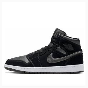 Black Men's Nike Mid SE Basketball Shoes Air Jordan 1 | JD-687ZQ