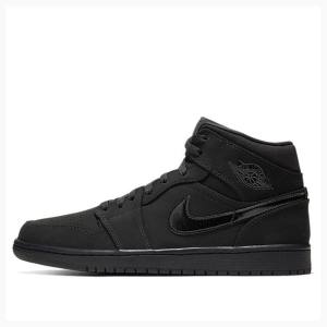 Black Men's Nike Mid Triple Basketball Shoes Air Jordan 1 | JD-528KG