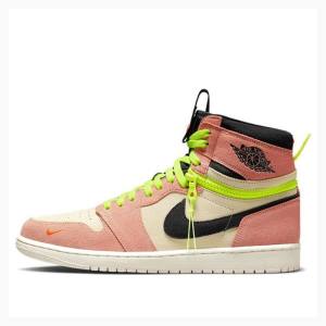 Black / Pink / Green Men's Nike High Switch Peach Basketball Shoes Air Jordan 1 | JD-589NQ