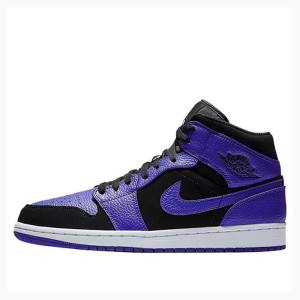 Black / Purple Men's Nike Mid Basketball Shoes Air Jordan 1 | JD-120LP