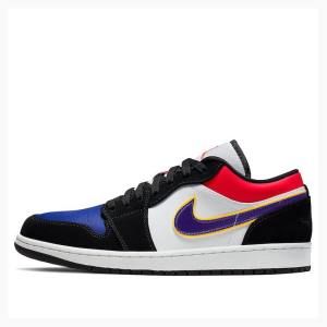 Black / Red Men's Nike Low Lakers Top 3 Sneakers Air Jordan 1 | JD-745OR