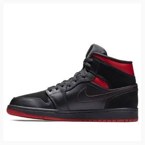 Black / Red Men's Nike Mid Basketball Shoes Air Jordan 1 | JD-724ZJ