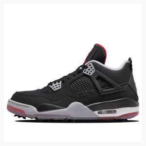 Black / Red Men's Nike Retro Golf Bred Sneakers Air Jordan 4 | JD-301XV