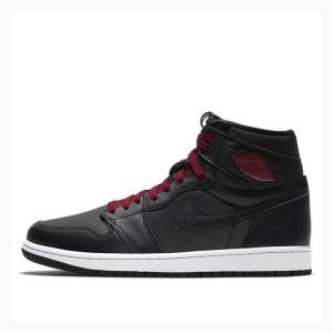 Black / Red Men's Nike Retro High OG Satin Gym Basketball Shoes Air Jordan 1 | JD-316EP