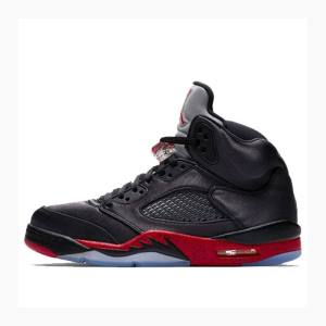 Black / Red Men's Nike Retro Satin Bred Basketball Shoes Air Jordan 5 | JD-283MT