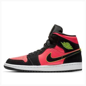 Black / Red Women's Nike Mid Basketball Shoes Air Jordan 1 | JD-678TD