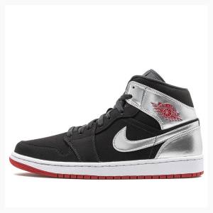 Black / Silver Men's Nike Mid Johnny Kilroy Basketball Shoes Air Jordan 1 | JD-074GJ