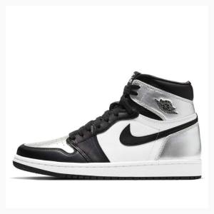 Black / Silver Women's Nike High OG Basketball Shoes Air Jordan 1 | JD-094ME