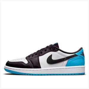 Black / White / Blue Men's Nike Retro Low OG UNC Sneakers Air Jordan 1 | JD-256MF