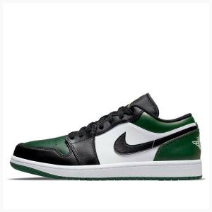 Black / White / Green Men's Nike Retro Low Sneakers Air Jordan 1 | JD-502IF