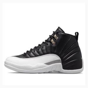 Black / White Men's Nike Playoffs Basketball Shoes Air Jordan 12 | JD-351BI