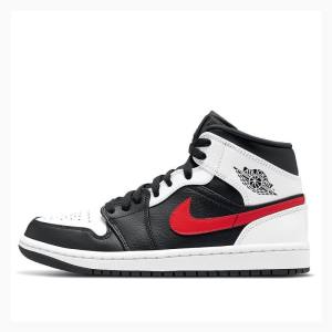 Black / White / Red Men's Nike Mid Chile Basketball Shoes Air Jordan 1 | JD-328VY