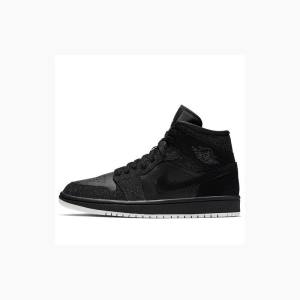 Black Women's Nike Mid Basketball Shoes Air Jordan 1 | JD-912PO