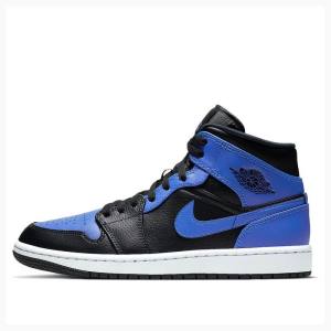 Blue / Black Men's Nike Mid Hyper Royal Basketball Shoes Air Jordan 1 | JD-241RV