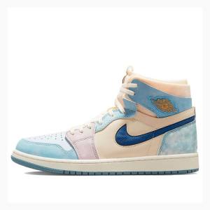 Blue / White Men's Nike Zoom CMFT Celestine Blue Sail Basketball Shoes Air Jordan 1 | JD-871EM