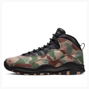 Brown / Green Men's Nike Retro Desert Camo Basketball Shoes Air Jordan 10 | JD-950DN