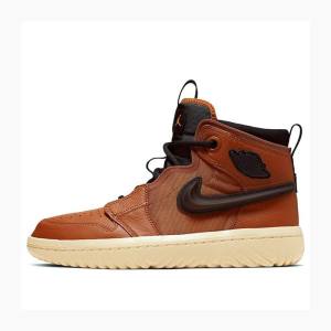 Brown Men's Nike High React Dark Russet Basketball Shoes Air Jordan 1 | JD-176YK