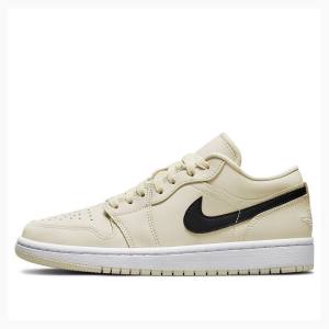 Cream / Black Women's Nike Low Creamy Coconut Milk Sneakers Air Jordan 1 | JD-654HQ