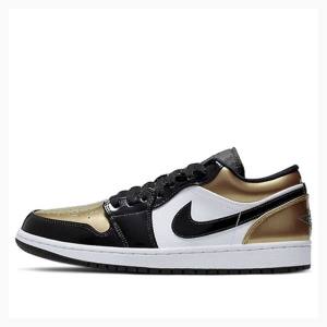 Gold / Black Men's Nike Low Sneakers Air Jordan 1 | JD-129BN