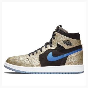 Gold / Black Men's Nike Zoom CMFT Laser Basketball Shoes Air Jordan 1 | JD-069DN