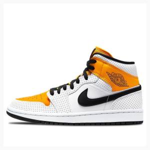 Gold / Black Women's Nike Mid Perforated – Basketball Shoes Air Jordan 1 | JD-614UT