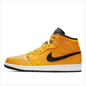 Gold Men's Nike Mid Basketball Shoes Air Jordan 1 | JD-214FI