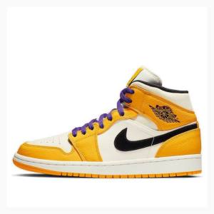 Gold Men's Nike Mid SE Basketball Shoes Air Jordan 1 | JD-468GI