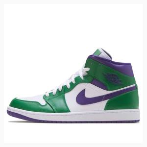 Green / Purple Men's Nike Mid Hulk Basketball Shoes Air Jordan 1 | JD-480LF