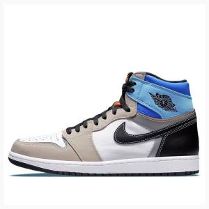 Grey / Black / Blue Men's Nike Retro High OG Pro Prototype Basketball Shoes Air Jordan 1 | JD-490VN