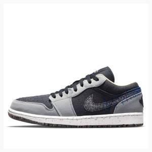 Grey / Black Men's Nike Low SE Crater Sneakers Air Jordan 1 | JD-408YM