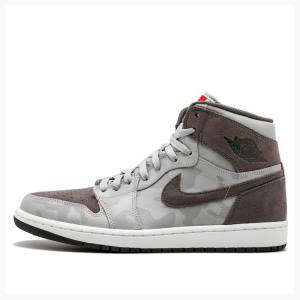 Grey / Brown Men's Nike Retro High Premium 'Grey Camo' Basketball Shoes Air Jordan 1 | JD-750EL