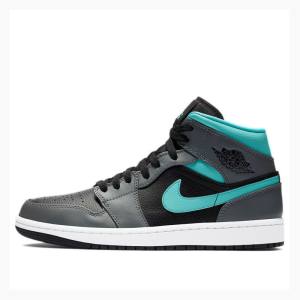 Grey / Green Men's Nike Mid Aqua Basketball Shoes Air Jordan 1 | JD-479YL