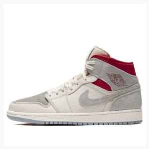 Grey / Red Men's Nike X Sneakersnstuff Mid Past Presenthite Basketball Shoes Air Jordan 1 | JD-710TA