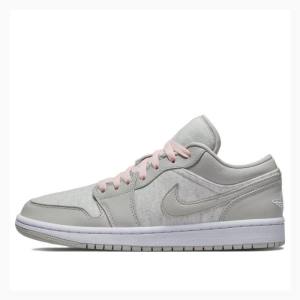 Grey Women's Nike Low Cotton Fleece Sneakers Air Jordan 1 | JD-896KA