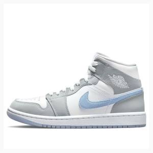 Grey Women's Nike Mid Wolf Basketball Shoes Air Jordan 1 | JD-794UO