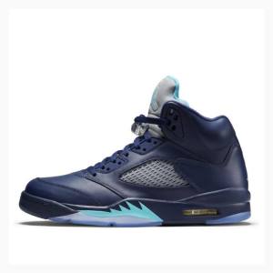 Navy Men's Nike Retro Hornets Basketball Shoes Air Jordan 5 | JD-768SP