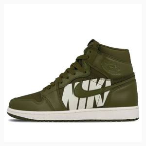 Olive Men's Nike Retro High OG Swoosh Basketball Shoes Air Jordan 1 | JD-976RG