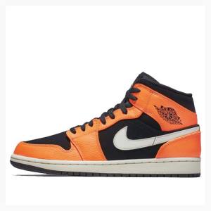 Orange Black Men's Nike Mid Basketball Shoes Air Jordan 1 | JD-518CF