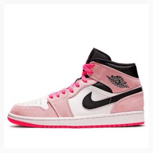 Pink Men's Nike Mid SE Crimson Tint Hyper Basketball Shoes Air Jordan 1 | JD-301UX