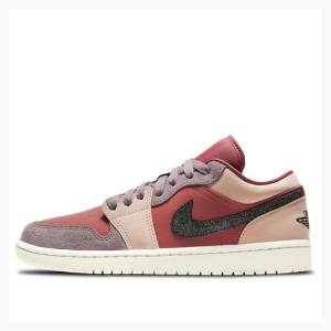 Pink / Red Women's Nike Low Canyon Rust Sneakers Air Jordan 1 | JD-368EA