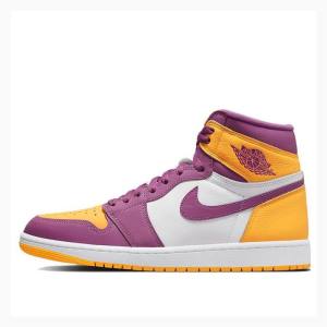 Purple / Yellow Men's Nike Retro High OG Brotherhood Basketball Shoes Air Jordan 1 | JD-540ML